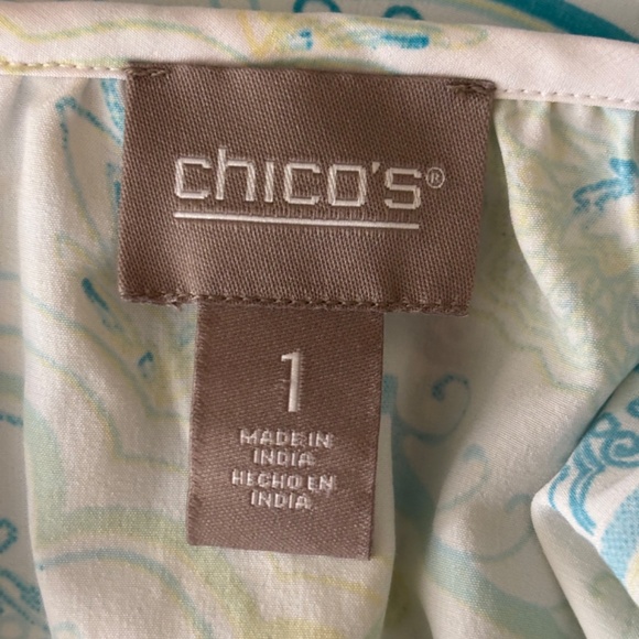Chico's Size 1 White Blue Paisley Print Top Women's Size Medium - Picture 9 of 12